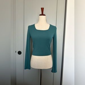 Square neck long sleeve top
